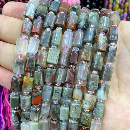 8x12mm Naturstein Grüner Malachit Unregelmäßiger Zylinder Lose Distanzperlen für Schmuckherstellung Diy Armband Charms Zubehör