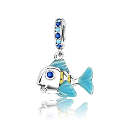 Beliebter Charm-Anhänger aus 925er-Sterlingsilber mit Delfin, sicherer Kette, Muschel und Qualle, passend für Armbänder, exquisites Strandparty-Geschenk