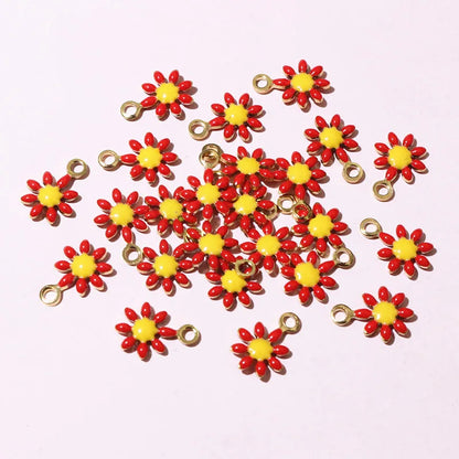 20 Stück 10x7mm kleine Blumen-Charms Anhänger Emaille Edelstahl DIY Schmuck Herstellung Zubehör-Erkenntnisse für Halsketten Ohrringe