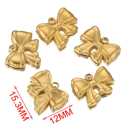 5 Stück Edelstahl Charms Bogen Charm vergoldet Charm DIY Ohrringe Armband Schmuckherstellung Materialien Handwerk Großhandel Bulk