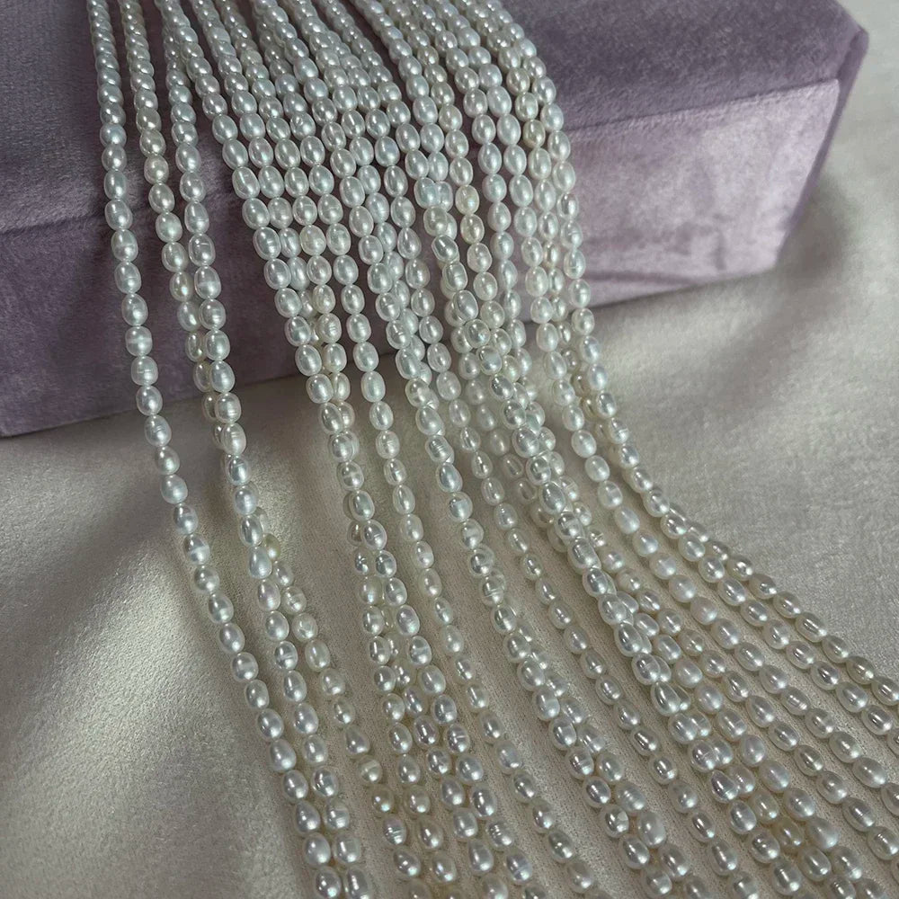 3-4mm AAA Natürliche Süßwasser Weiße Perle Reis Form Perle Weihnachten Geschenk für Frauen Schmuck Machen DIY Halskette armband Zubehör