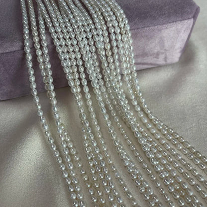 3-4mm AAA Natürliche Süßwasser Weiße Perle Reis Form Perle Weihnachten Geschenk für Frauen Schmuck Machen DIY Halskette armband Zubehör
