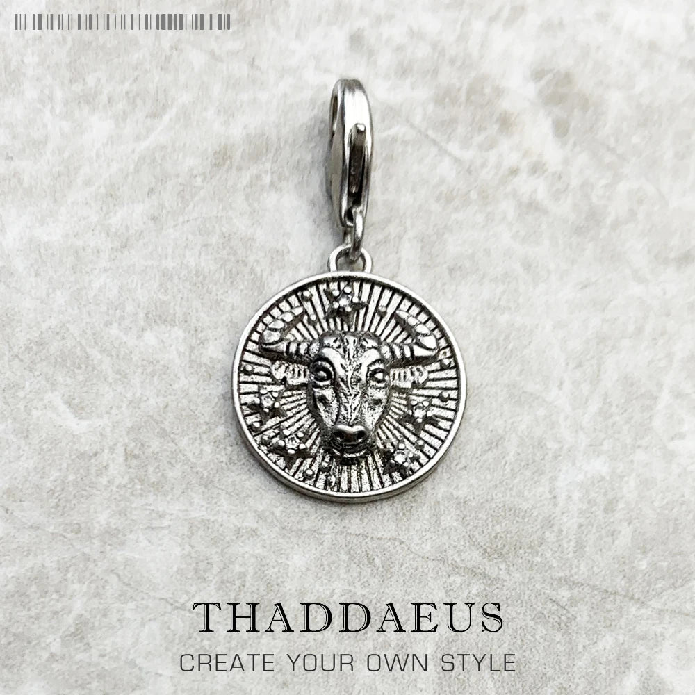 Charm-Anhänger Widder Stier Zwillinge Krebs Löwe Jungfrau Waage Skorpion Sgr Cap Aqu Fische Sternzeichen Vintage Geschenk 925er Sterlingsilber