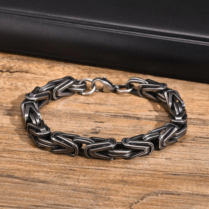 Klobige byzantinische Kettenarmbänder für Männer und Jungen, V-förmiges Edelstahl-Kettenglied-Armband, Vintage-Schmuck, Accessoires, Herrengeschenke
