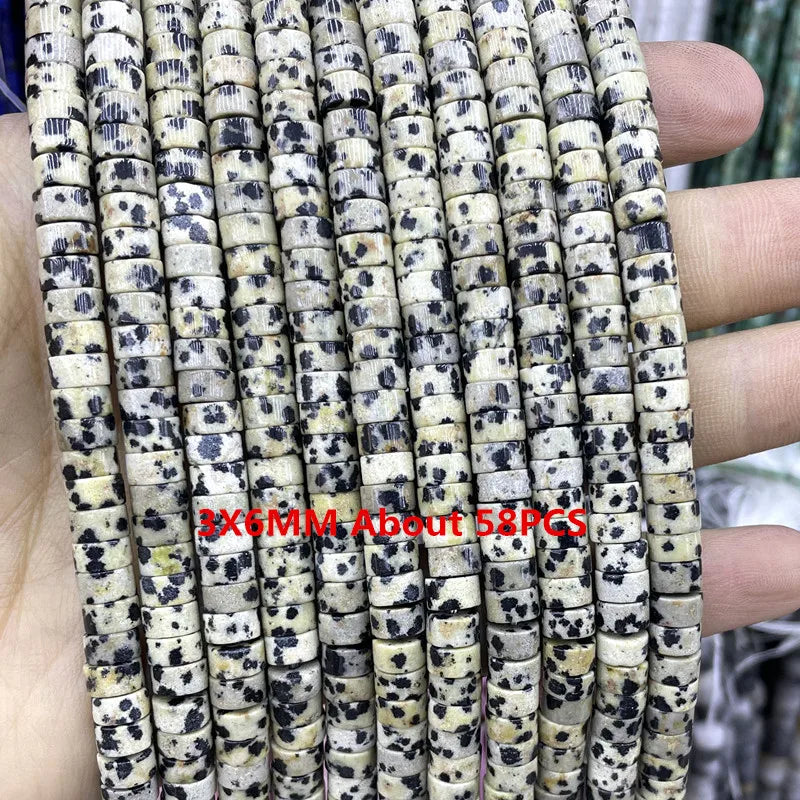Natürliche Stein Dalmatiner Jaspis Runde Würfel Facettierte Rondelle Lose Spacer Perlen Für Schmuck Machen Charms DIY Armbänder Halskette