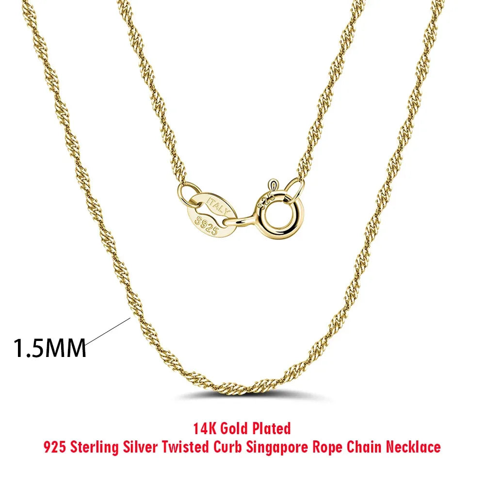 Effie Queen 100% 925 Sterling Silber Basis-Kettenhalsketten Box/Schlangen-/Chopin-/Figaro-Kette mit Perlen 40-60cm Unisex DIY Alltagskleidung