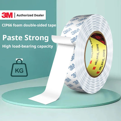 3M CIP66 PE-Schaum Doppelseitiges Klebeband 1MM Dicke Weiß Hochhaftend für Automobil und Haushalt Starkes Wasserdichtes Band