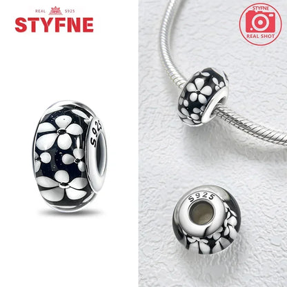 Echtes Sterlingsilber 925, Blumen-Charms, Glas, neue Original-Perle, bunt, Murano, passend für Original-Armbänder, DIY für Frauen, Schmuck, Geschenke