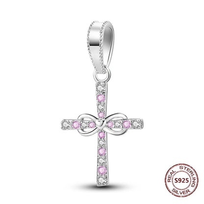 Teufelsaugen-Charm aus 925er Silber, Original-Hand der Fatima, blauer Zirkon, Kreuz, blaue Augen, passend für Armbänder, DIY-Herstellung von Schmuck, Geschenk