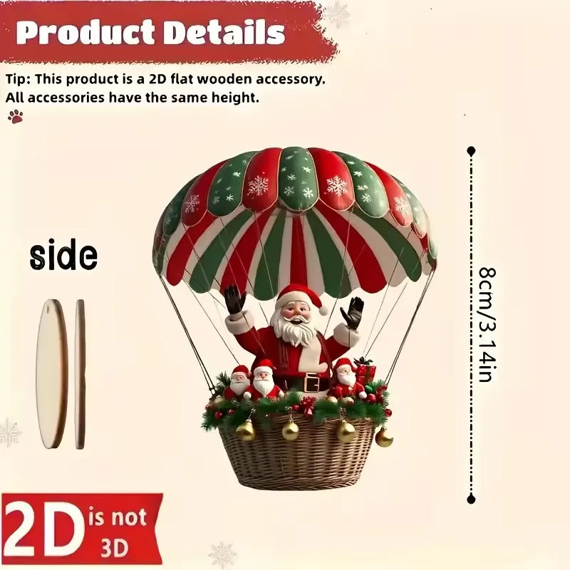 2D Weihnachtsmann Fallschirm Weihnachtsbaum Ornamente Neujahr Party Dekoration 2025, Weihnachten Indoor Outdoor Home Decor DIY Geschenke