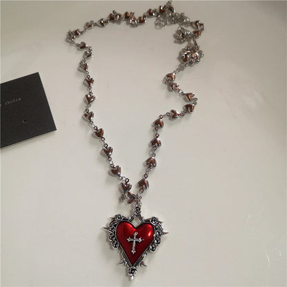 Gothic Rotes Kreuz Stern Herz Anhänger Halskette Für Frauen Männer Hip Hop Straße Vintage Y2K Grunge Punk Y2K Ästhetischen Schmuck Geschenke