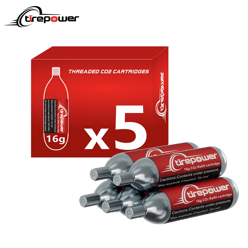 16g CO2-Gewindekartuschen-Set für Fahrradreifenfüller mit Presta- und Schrader-Ventilen für 3/5/12/20 Stück für Mountainbikes und Rennräder