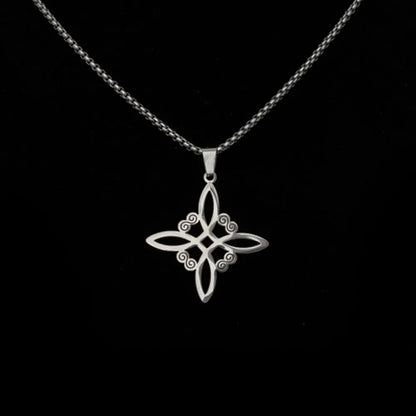 YILUOCD Vintage Hexenknoten Anhänger Halsketten Hexerei Wicca Schutz Amulett Schmuck Silber Farbe Celtics Talisman