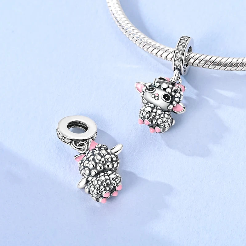925 Sterling Silber Tier-Serie Charms Perlen Schaf Elefant Tiger Eule Anhänger Passend für Original-Armband DIY Frauen Geschenk