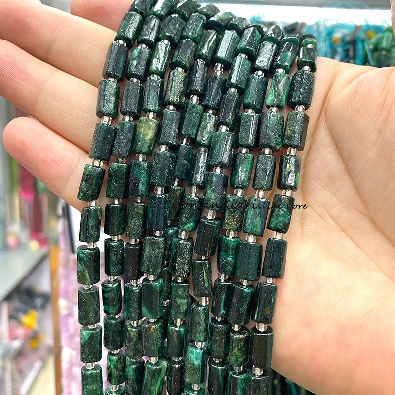 8x12mm Naturstein Grüner Malachit Unregelmäßiger Zylinder Lose Distanzperlen für Schmuckherstellung Diy Armband Charms Zubehör
