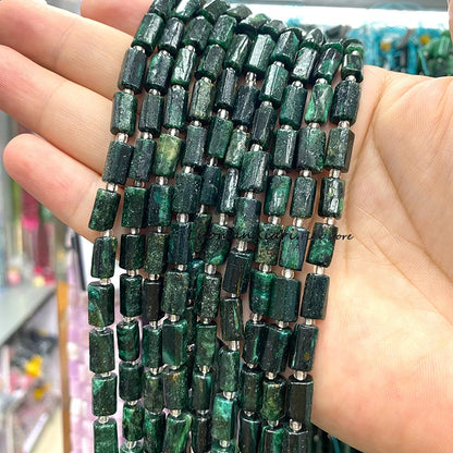 8x12mm Naturstein Grüner Malachit Unregelmäßiger Zylinder Lose Distanzperlen für Schmuckherstellung Diy Armband Charms Zubehör