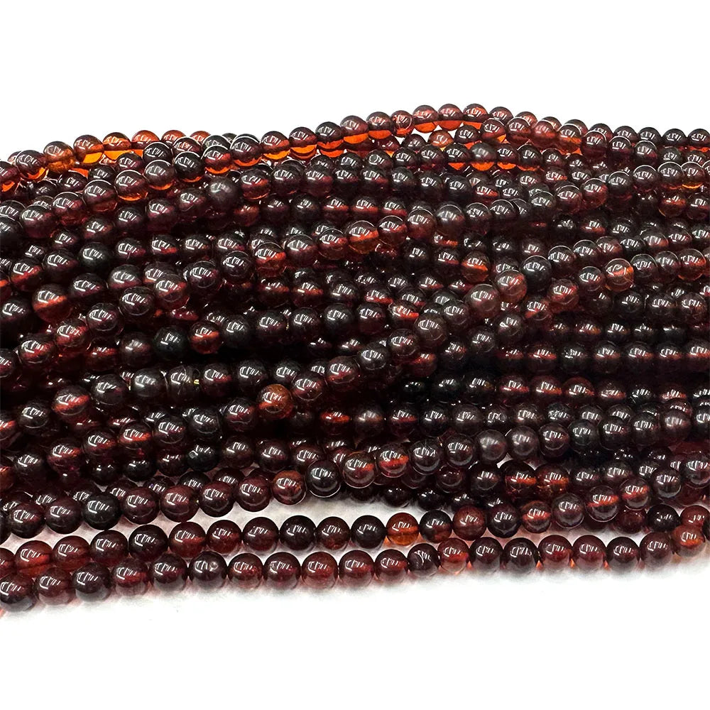 Veemake Natürlicher roter Blut-Bernstein, rund, lose, kleine Perlen für die Schmuckherstellung, Edelsteine, DIY-Halskette, Armbänder, Ohrringe 08469