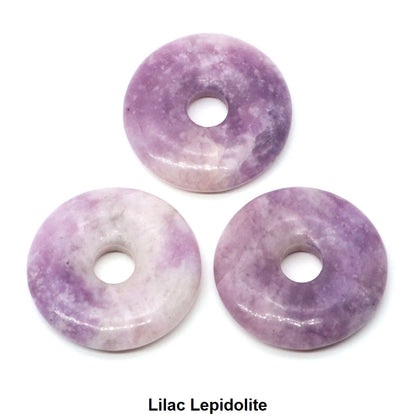 30 mm Donut-Naturstein, Heilkristall, Amethyst, Amazonit, Achat, Quarz, Edelstein für Kunsthandwerk, Zubehör, Glücksgeschenke