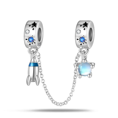 Heißer Verkauf 925er Sterlingsilber Raumschiff-Perlen und Kosmonauten-Anhänger, passend für exquisite Armbänder, schöne Schmuck-Accessoires, Geschenke