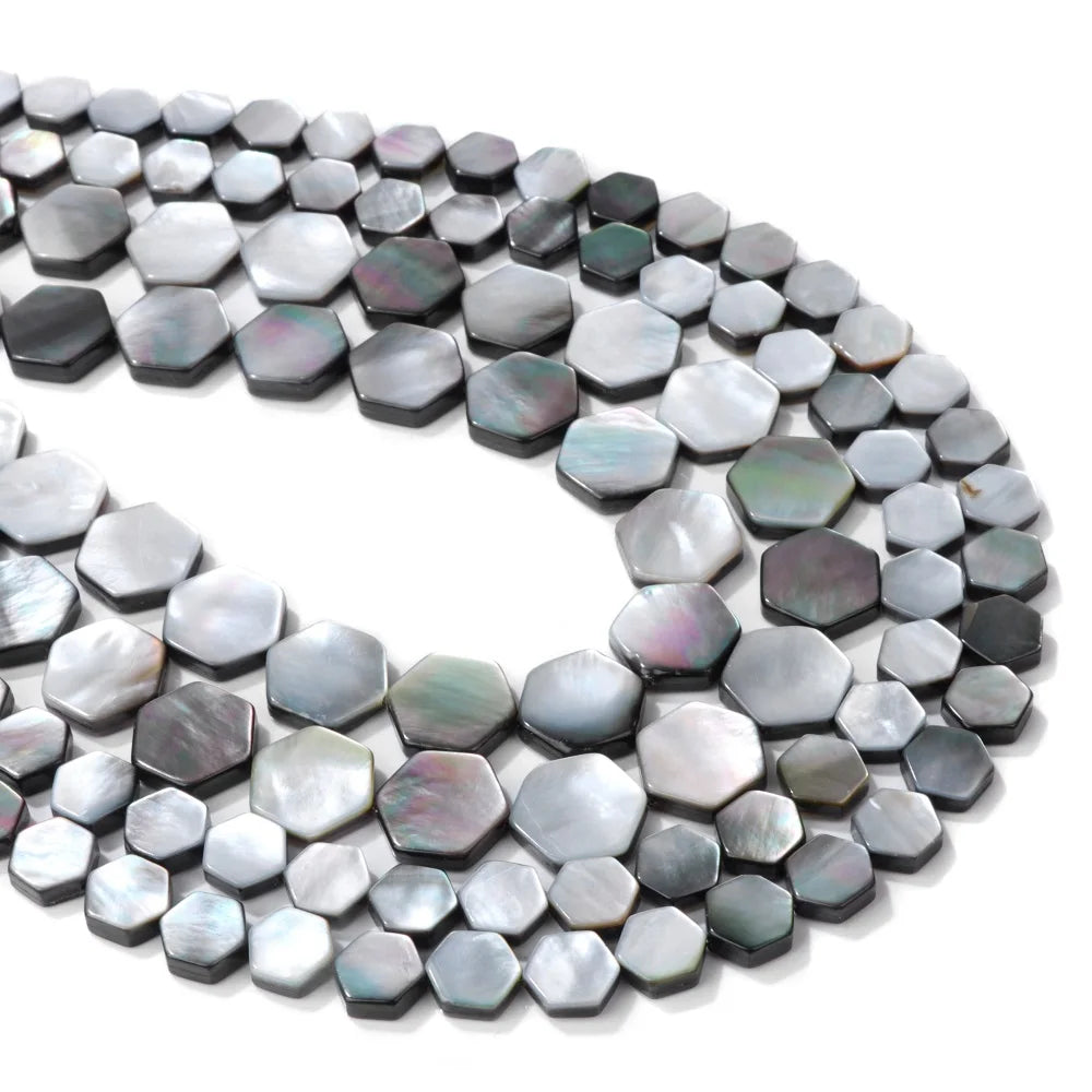 Natürliche graue schwarze Muschelperlen, rund, quadratisch, Perlmutt-Muschelperlen für die Schmuckherstellung, DIY-Charm, Halskette, Armband, Ohrringe