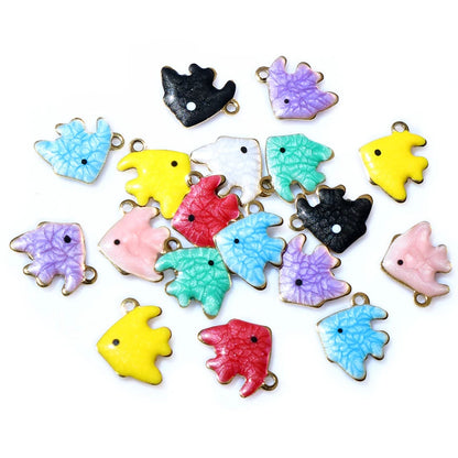 20 Stück Emaille Kleine Fisch Charms Anhänger Edelstahl 11x9mm DIY Schmuck Herstellung Zubehör für Ohrringe Halskette Armband