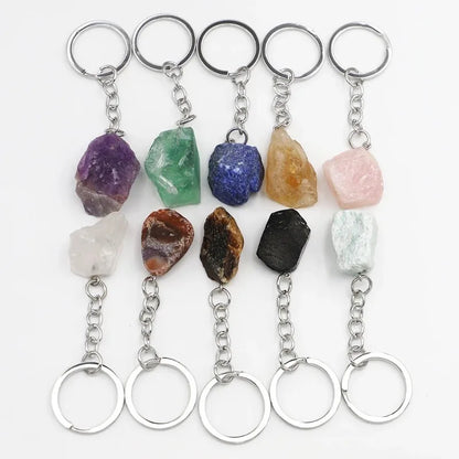 1-2 cm natürlicher roher Erz-Schlüsselanhänger, Edelstein, Quarz, Fluorit, Citrin, Amethyst, unregelmäßiger Stein, Anhänger, Charms, Schmuckherstellung, Zubehör