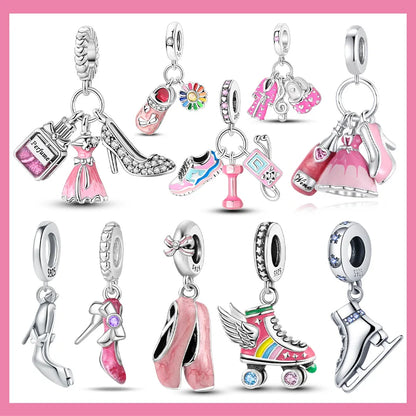 Neue Kollektion aus 925er-Sterlingsilber, Winterserie, Skaten, Schlittschuh-Charm, passend für DlY-Armbänder, Halsketten, Schmuck, feine Geschenke