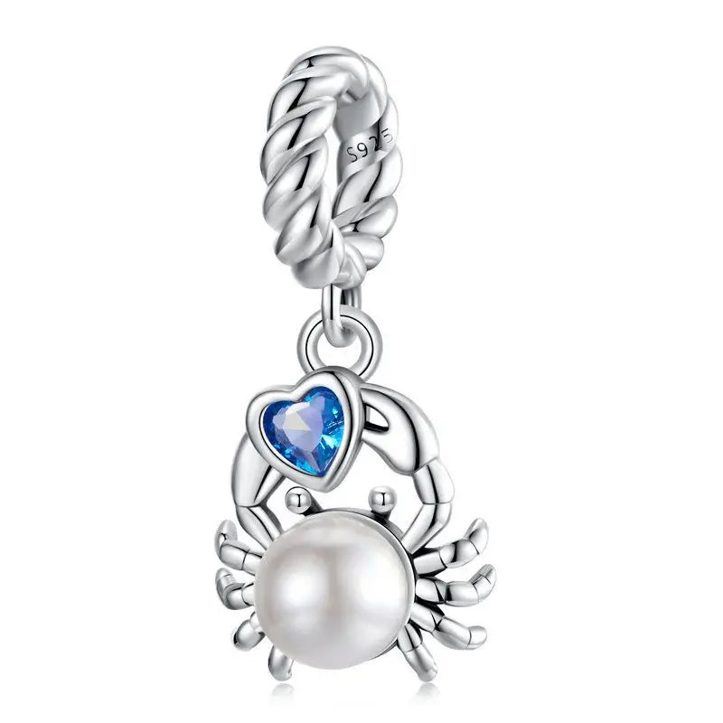 WOSTU Echt 925 Sterling Silber Herz Perlen Blume Retro Muster Charms Anhänger Fit Original DIY Armband Halskette Silber Schmuck