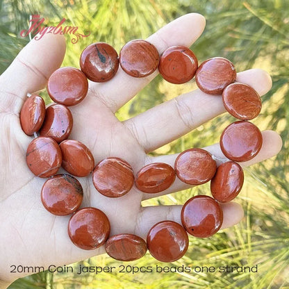 20mm Natürlicher Fluorit/Quarz/Rhodonit/Tigerauge/Achat Münze Stein Perlen Strang 15" Für DIY Halskette Schmuck Machen Kostenloser Versand