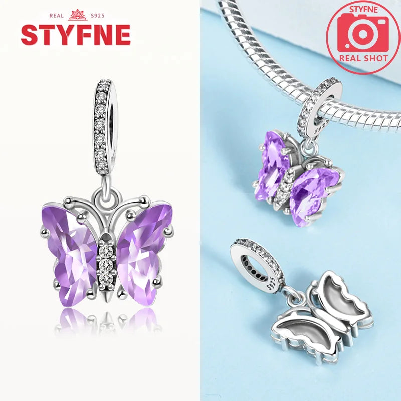 Neue Silber 925 Blaue Libelle Schmetterling Charms Perlen Fit Original Armband für Frauen DIY Edlen Schmuck Zubehör Perlen Geschenke