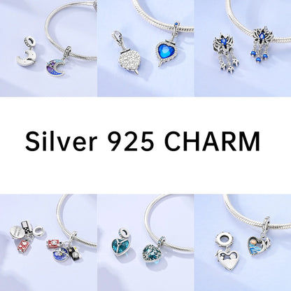 925 Silber Charms Original Design Blaue Augen Zirkon Katze Hund Perle Herz Charme DIY Fit Armband Für Frauen Hochzeit Schmuck Geschenk