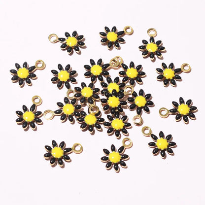 20 Stück 10x7mm kleine Blumen-Charms Anhänger Emaille Edelstahl DIY Schmuck Herstellung Zubehör-Erkenntnisse für Halsketten Ohrringe