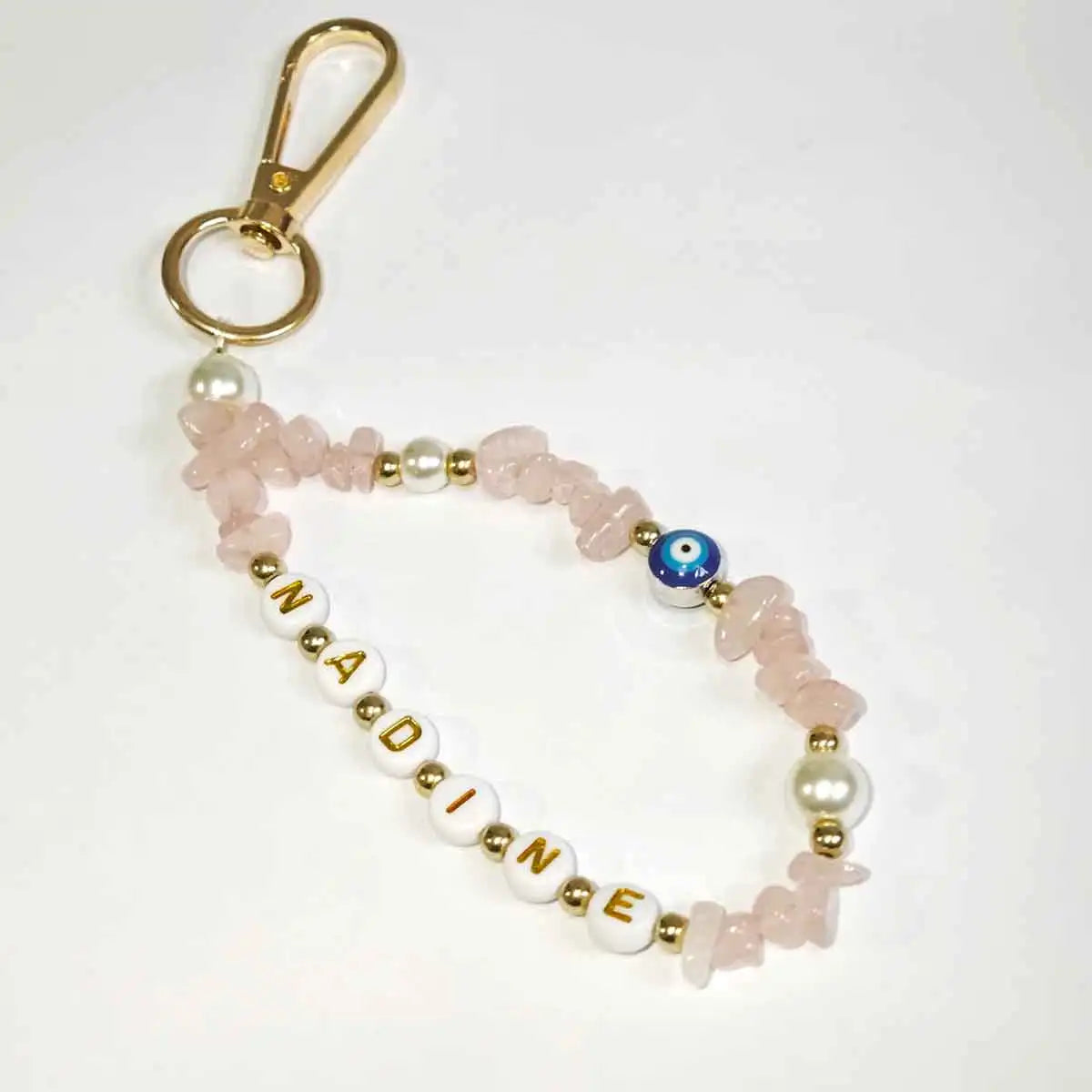 1 STÜCK personalisierter individueller Edelstein-Schlüsselanhänger, Teufelsauge, Namensschild, Kristallstein/Lapislazuli-Rohstein-Anhänger