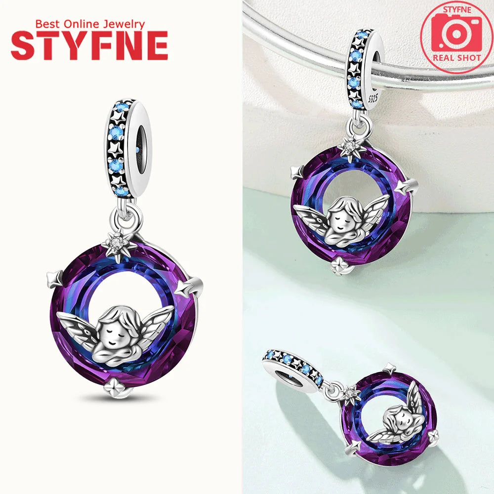 Neue Silber 925 Engel Skulptur Charms Herz Perlen Fit Original Armband für Frauen Schmuck Party Perlen DIY Edlen Schmuck Geschenke