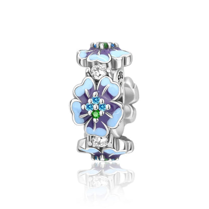 Blaue Serie 925 Sterling Silber Eidechsen-Herz Roboter Kaffee Mit Blumen Charms Passend für DIY Armband Halskette Casual Party Geschenke