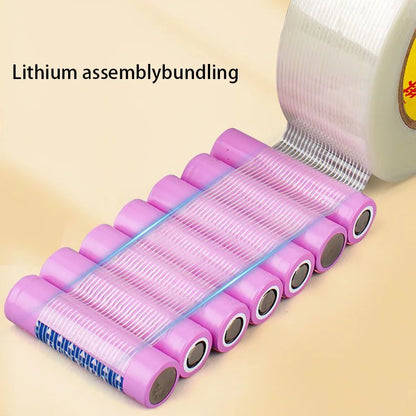 10 m gestreiftes Faserband, Lithium-Batterie-Pack, Isolierfolie, Glasfaserband, einseitig klebende Dichtung, Verpackung fixiert
