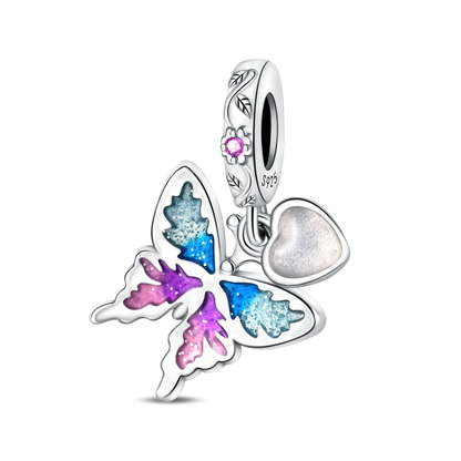 Bunter Schmetterlings-Quasten-Charm-Anhänger aus 925er-Sterlingsilber mit Perlen, passend für Original-Armbänder aus Silber für die Schmuckherstellung von Frauen