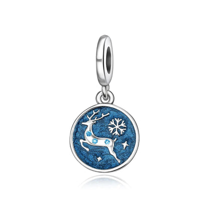 Frohe Weihnachten-Charm aus 925er-Sterlingsilber, Kiefernbaum, Weihnachtsmann, Schneehaus, passend für DIY-Armbänder, Halsketten, Urlaubs- und saisonale Geschenke