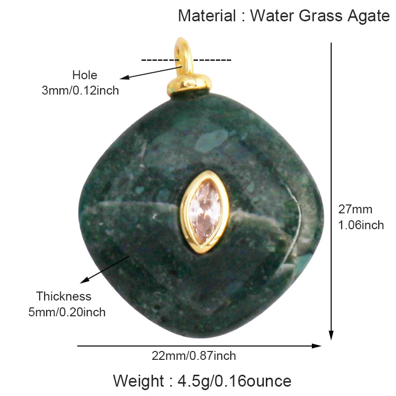 Jade Achat Amethyst Amazonit Wasser Gras Lapis Lazuli Charm Anhänger, 18K echt vergoldet Schmuck für Halskette Handwerk Herstellung S79