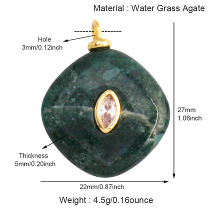 Jade Achat Amethyst Amazonit Wasser Gras Lapis Lazuli Charm Anhänger, 18K echt vergoldet Schmuck für Halskette Handwerk Herstellung S79