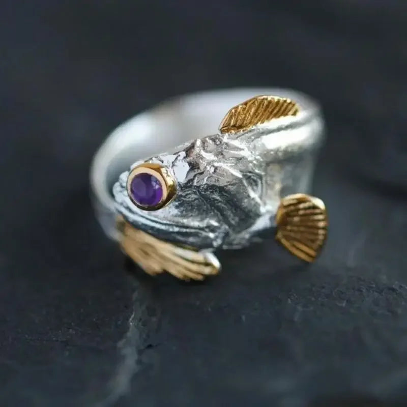 Retro Poseidon Kompass Ring versilbert Hexagramm Öffnung verstellbarer Ring Männer und Frauen Hip-Hop Trend Schmuck Geschenk