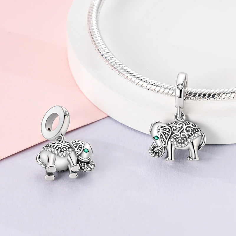 925 Sterling Silber Tier-Serie Charms Perlen Schaf Elefant Tiger Eule Anhänger Passend für Original-Armband DIY Frauen Geschenk