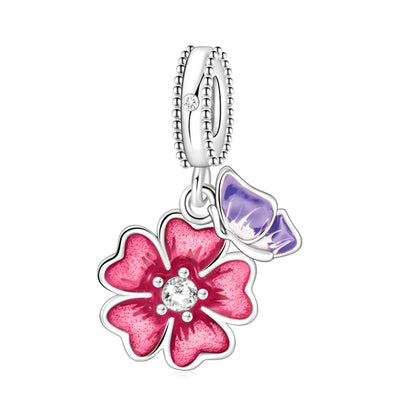 Niedlicher Raupenperlen aus 925er-Sterlingsilber, Schnecke und Bienen, vierblättriges Kleeblatt, baumelnder Charm, passend für Armbänder, bunte Anhänger-Geschenke