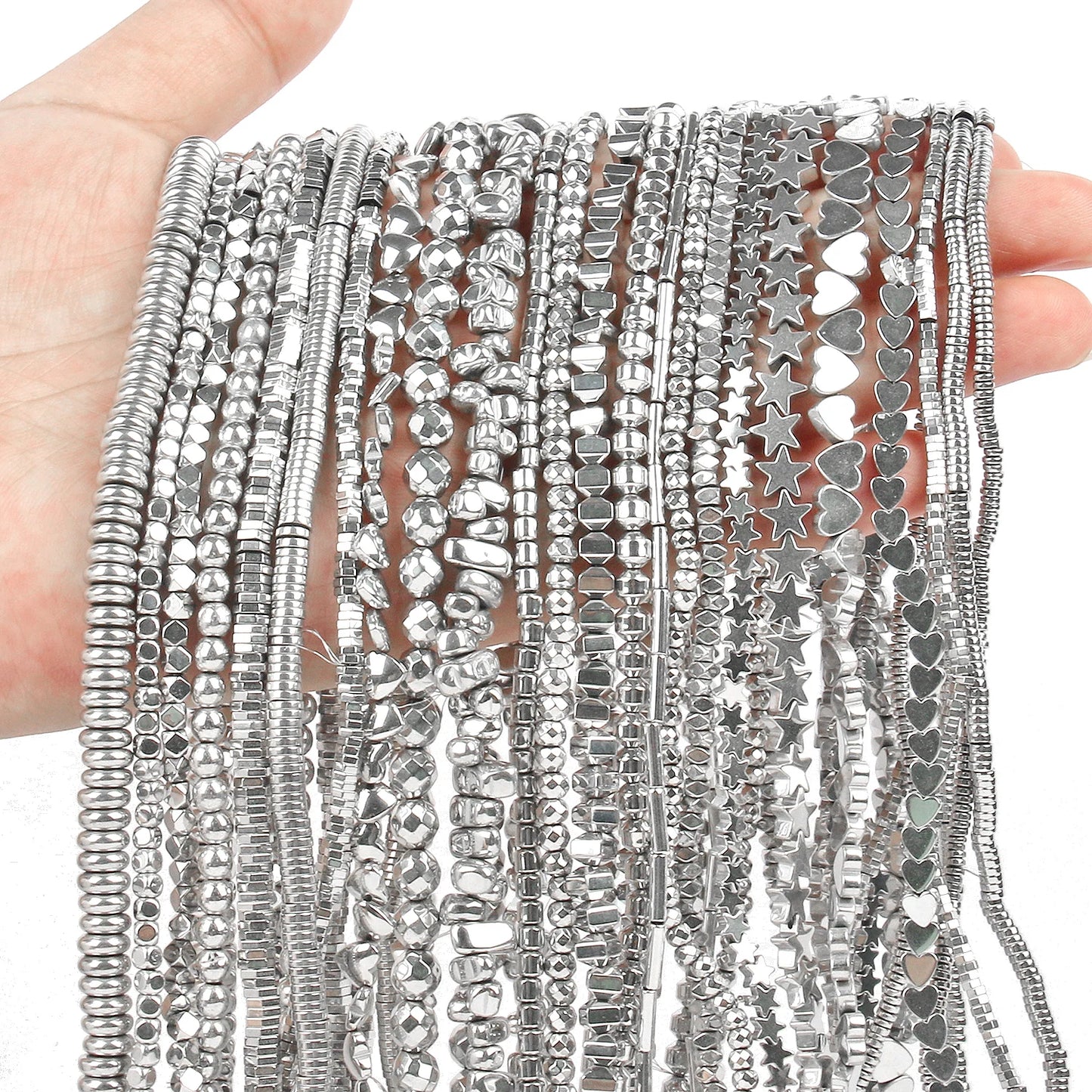 Großhandel AAA Rhodium Hämatit Perlen Charms Herz Stern Rohr Facettierte Runde Unregelmäßige Geometrische Form Perlen Für Schmuck Machen