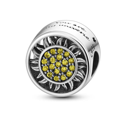 Neu im 925er-Sterlingsilber, goldene Sonnenblume, glückliche Sterne, passend für Original-Armbänder, Halsketten, Sonne, Mond, Diamant-Charm, Schmuck zum Selbermachen