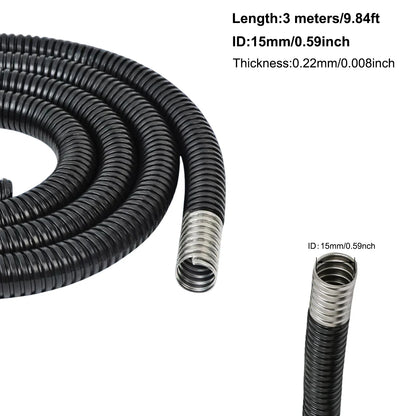 1/2 Stück wasserdichter, kunststoffbeschichteter Metallschlauch, Durchmesser 4–20 mm, gewelltes Rohr, Kabelbaumgehäuse für Kabelleitungsschutz