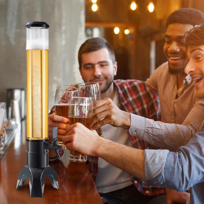 3L Bierspender Getränkespender mit Zapfhahn und Eisröhre Tisch-Schnapsspender, transparenter Getränkespender für Bar-Partys