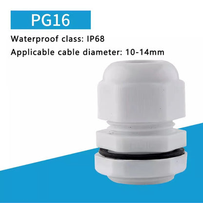 PG7-PG36 Kabelverschraubung, Kabeleingang, IP68, wasserdicht, weißes Nylon-Kunststoff-Anschlussstück
