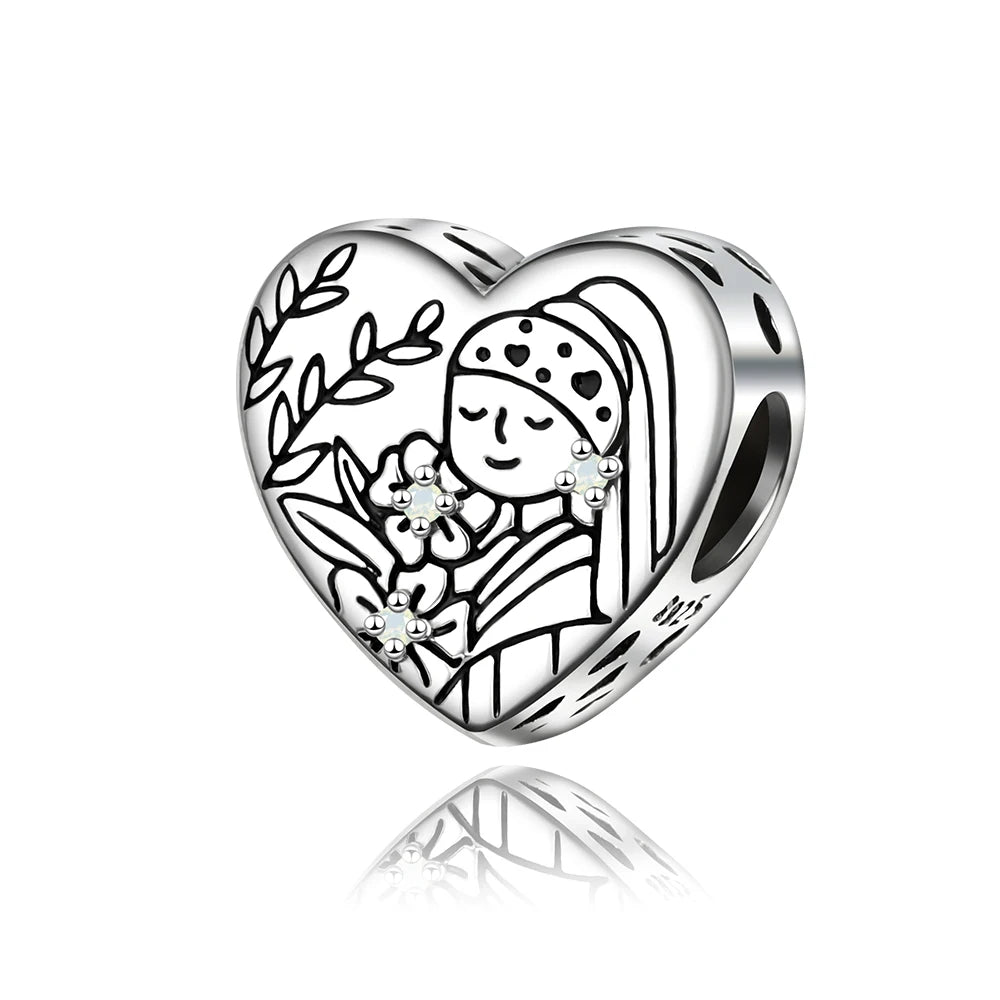 Malerei Kunst 925 Sterling Silber Verträumter Sternenhimmel Künstler Zeichenbrett Pinsel Schnur Fit DIY Armband Halskette Galerie Geschenke