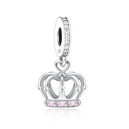 Klassische „King Of The Forest“-Perlen aus 925er-Sterlingsilber und glänzender roségoldener Kronen-Anhänger, passend für Armbänder, wunderschöne Schmuckgeschenke